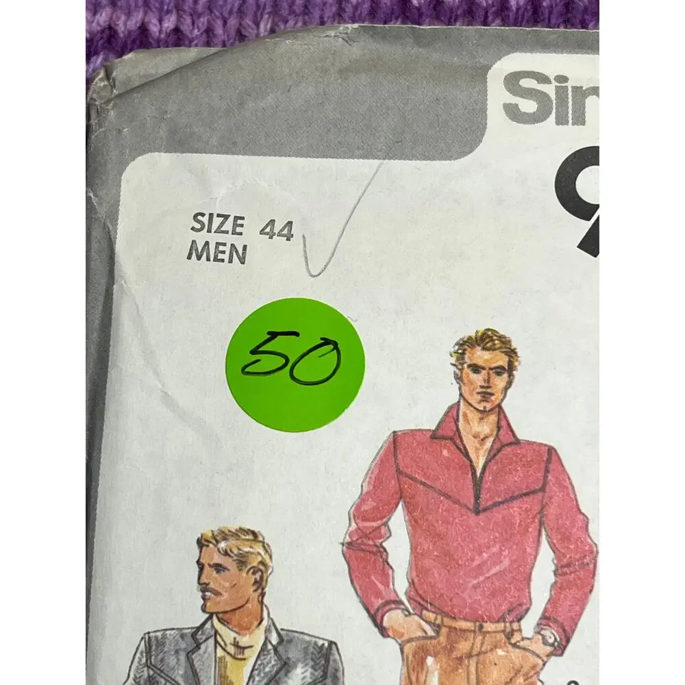 Simplicity 9123 pattern Mens pullover top jacket fringe 1970s size 44